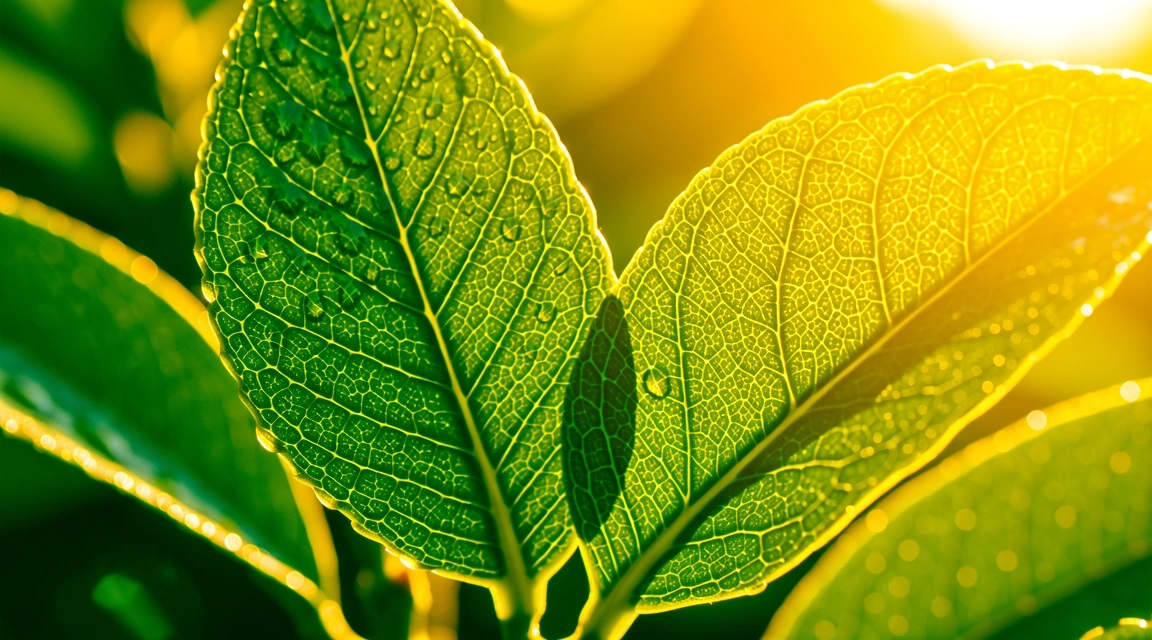 Foglie di agrumi illuminate dal sole mediterraneo